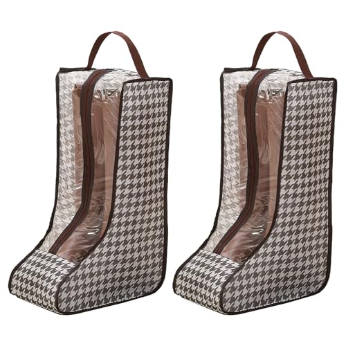 2 Pack Boot Storage Bag, Portable Dust Proof Boot Bags for Cowboy Boots, Shoe Cover Protector Bag for Boots Storage and Organizer Packing, Tall Boot Storage Carry Bag for Travel and Daily Use - color: 2 Pack Houndstooth