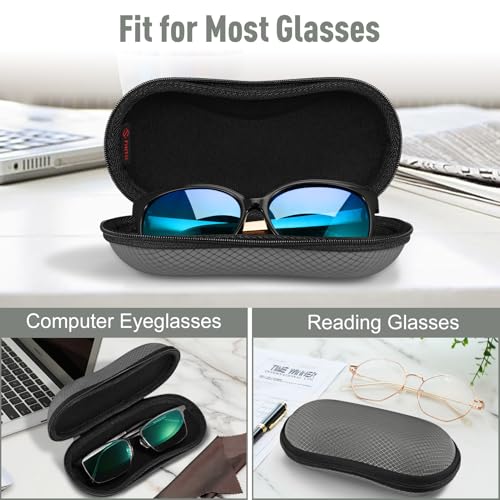 FINTIE Sunglasses Case, Hard EVA Shell Shockproof Sport Glasses Case with Metal Carabiner Travel Zipper Eyeglasses Holder - color: Dark Grey