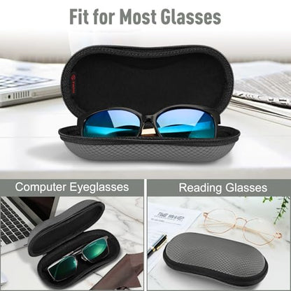 FINTIE Sunglasses Case, Hard EVA Shell Shockproof Sport Glasses Case with Metal Carabiner Travel Zipper Eyeglasses Holder - color: Dark Grey