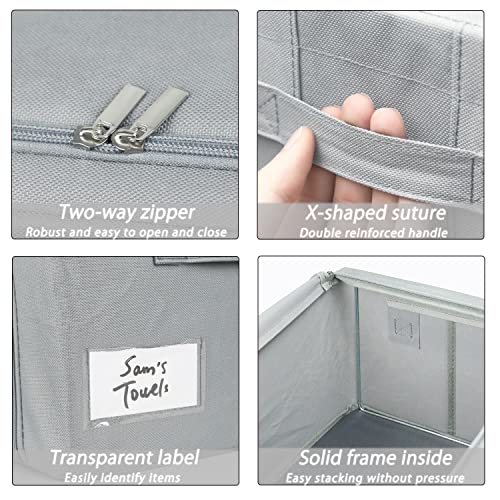 UUBEMM Clothes Storage Bins with Foldable Sturdy Frame,Stackable Storage Box for Closet Shelf Organizers for Seasonal Clothing,Blankets,Towel Bed Sheets,Toys Gift Others (Small -22L x3PACK, Grey) - size: Small -22L x3PACK