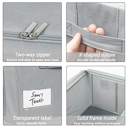 UUBEMM Clothes Storage Bins with Foldable Sturdy Frame,Stackable Storage Box for Closet Shelf Organizers for Seasonal Clothing,Blankets,Towel Bed Sheets,Toys Gift Others (Small -22L x3PACK, Grey) - size: Small -22L x3PACK