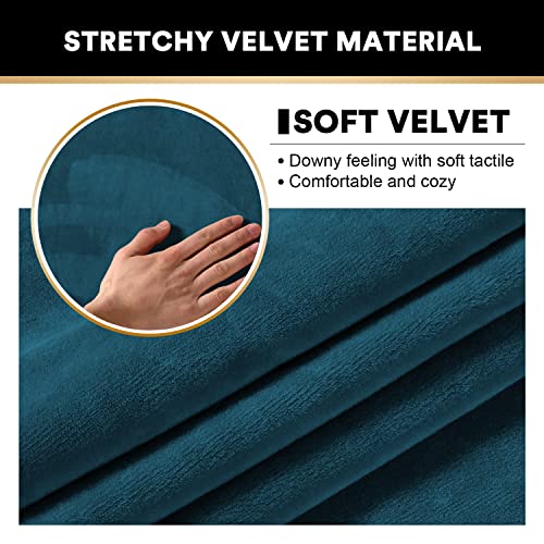 PrinceDeco 2 Pack Thick Velvet Stretch Armrest Covers for Chairs and Sofas - Non Slip, Deep Teal - color: Deep Teal