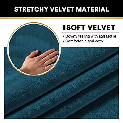 PrinceDeco 2 Pack Thick Velvet Stretch Armrest Covers for Chairs and Sofas - Non Slip, Deep Teal - color: Deep Teal