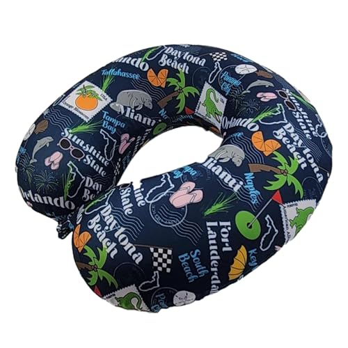 Wolf Essentials Adult Soft Memory Foam 12 x 13-inch Travel Neck Pillow, Compact, Perfect for Plane or Car, Florida - style: Florida