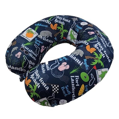 Wolf Essentials Adult Soft Memory Foam 12 x 13-inch Travel Neck Pillow, Compact, Perfect for Plane or Car, Florida - style: Florida