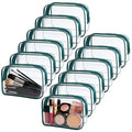 12 Pieces Clear Makeup Bags Bulk, TSA Approved Toiletry Bag PVC Cosmetic Toiletries Pouch with Zipper, Waterproof Vinyl Plastic Organizer Case for Carry-on Travel Essentials (Green Medium) - color: 12 Medium Green