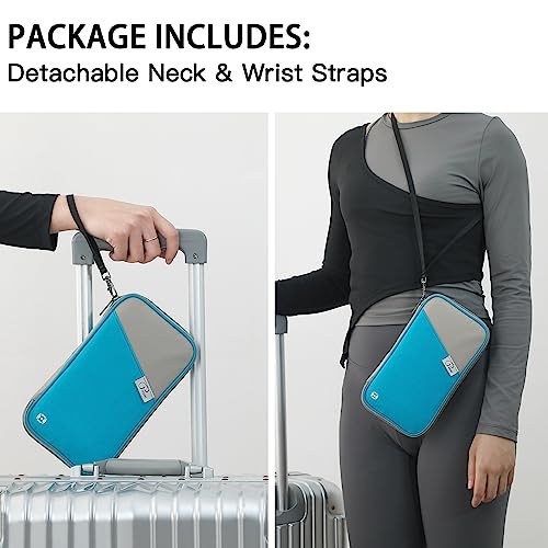 VanFn RFID Travel Passport Wallet, Family Passport Holder, Trip Document Organizer P.Travel Series - color: Blue