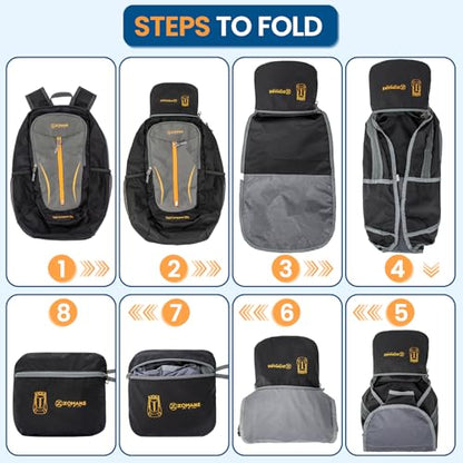 ZOMAKE Ultra Lightweight Packable Backpack 25L - Foldable Hiking Backpacks Water Resistant Small Folding Daypack for Travel(Black, Medium Gray) - color: Black, Medium Gray