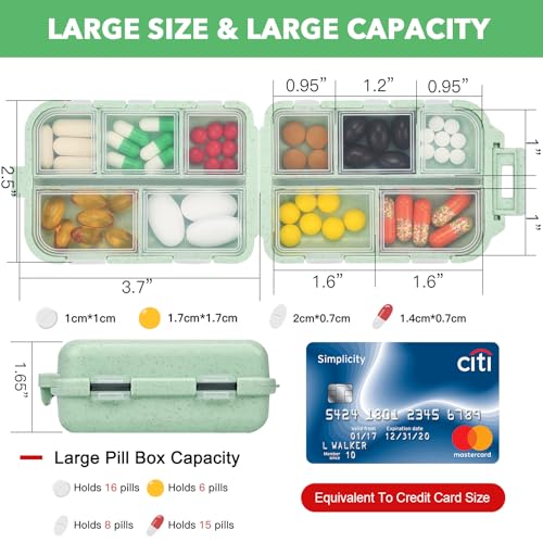 Green Foldable Pill Organizer with 189 Labels - Travel Medicine Kit (1 Pack) - color: Straw Green, size: Large