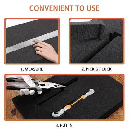 QDYMXUN Pre-Cubed Pick & Pluck Foam Sheets - 4-Pack (12"x12"x2") Polyurethane Apart Insert Pads Liners for Toolboxes, Storage Drawer and Crafts - size: 4Pack 12'' x 12'' x 2''
