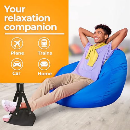 Airplane Travel Footrest Hammock, Airplane Foot Hammock to Relax Your Feet, Comfy Feet Hanger Plane Footrest for Long Trip, Feet Hammocks for Plane, Long Flight Foot Rest,Travel Essentials - color: Black