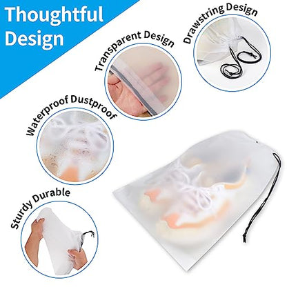 COIDEA, Waterproof Travel Drawstring Shoe Bags for Packing, Storage, Travel Essentials for Men and Women, 15.7 x 11.8 inches, Clear, 5 pieces - color: Clear, style: 5 Pack