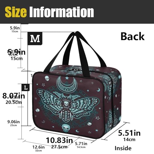 MNSRUU Hanging Toiletry Bags for Women Travel, Gothic Skull Butterfly Toiletry Organizer Portable Travel Toiletry Bags Clear Wash Bags Makeup Bag Cosmetic Bag - color: Skulls 214