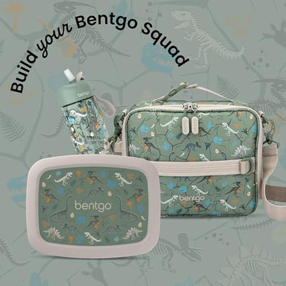 Bentgo Kids Lunch Bag - Durable, Double-Insulated Lunch Bag for Kids 3+; Holds Lunch Box, Water Bottle, & Snacks; Easy-Clean Water-Resistant Fabric & Multiple Zippered Pockets (Dino Fossils) - color: Dino Fossils