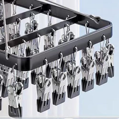 Pants Hanger Clothes Drying Racks Clip Hangers Metal with 36 Clips Heavy Duty Windproof Underwear Hanger Foldable Laundry Clip for Jeans Yoga Leggings trousersSocks Bras Black - color: Black