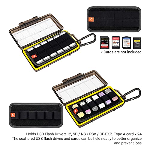 Durable USB Flash Drive Case, Thumb Drive Organizer for 12 USB A/USB C Jump Drive, 24 Memory Card SD SDHC SDXC CFexpress Type A Card Case Holder, Water-Resistant and Shockproof - color: For 12 USB Flash Drives