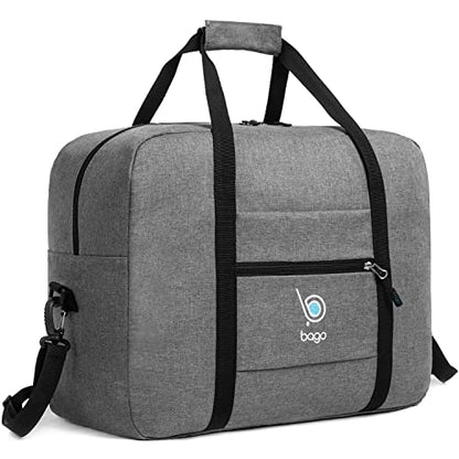 Bago Personal Item Travel Bag For Airlines - Fits As 18x14x8 inches Travel Bag Spirit & Frontier Airlines - Foldable Duffle Bag For Travel - Personal Item Bag Small Carry On Bag For Air Travel - color: SnowGray