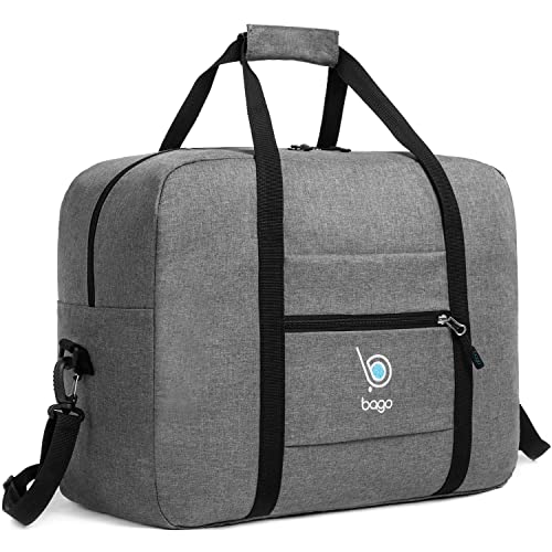 Bago Personal Item Travel Bag For Airlines - Fits As 18x14x8 inches Travel Bag Spirit & Frontier Airlines - Foldable Duffle Bag For Travel - Personal Item Bag Small Carry On Bag For Air Travel - color: SnowGray