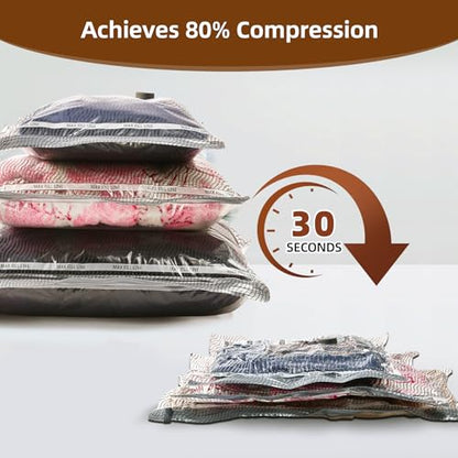 Travel Vacuum Storage Bags, 6 Pack Carry-On Size for Luggage and Suitcase, Vacuum Storage Bags, Vacuum for Bags Storage, Space Saver for Clothes & Clothing - 80% Space Saver(No pump) - style: 6 Vacuum Bags
