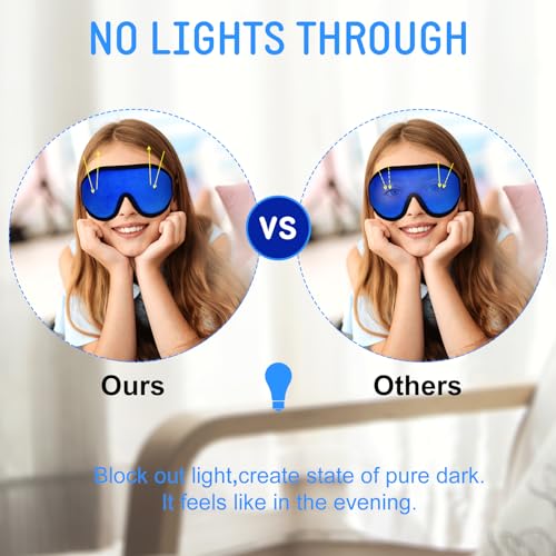 2 Pieces 3D Sleep Mask for Kids Memory Foam Contoured Eye Mask, Travel Sleep Eye Cover with Adjustable Strap, 3D Blindfolds(Blue and Green) - color: Blue and Green