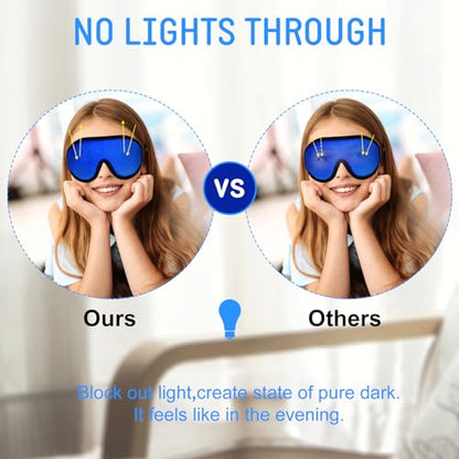 2 Pieces 3D Sleep Mask for Kids Memory Foam Contoured Eye Mask, Travel Sleep Eye Cover with Adjustable Strap, 3D Blindfolds(Blue and Green) - color: Blue and Green