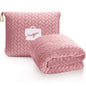 EverSnug Travel Blanket & Pillow 68x42 - Premium Ultra-Soft Microfleece 2 in 1 Compact & Packable Flight Blanket with Soft Bag Pillowcase, Hand Luggage Sleeve and Backpack Clip (Light Pink) - color: Light Pink