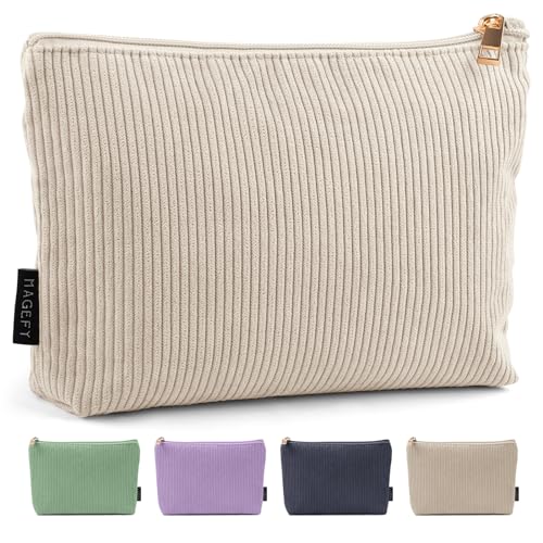 MAGEFY Makeup Bag Small Cosmetic Bag for Women - color: Beige