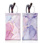 [2 Pack] Fintie Eyeglasses Pouch with Cleaning Cloth, Portable Squeeze Top Leather Glasses Case Sunglasses Bag, Glittering Marble + Lilac Marble - color: Glittering Marble + Lilac Marble