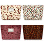 Sanwuta 4 Pcs Corduroy Cosmetic Bags Floral Makeup Bag Corduroy Cosmetic Pouch Flower Travel Toiletry Zipper Bag Large Capacity Aesthetic Purse Organizer Cute Handbags for Women, Girls Gifts, 4 Styles