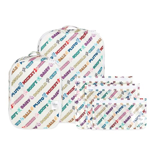Bumkins Disney Packing Cubes and TSA Approved Pouches for Travel Bag, Organize Luggage with Compression Bags, Essential Traveling Accessories to Pack Clothes, Toiletries, 5-pc Mickey and Friends White - color: B1 Mickey Varsity-set