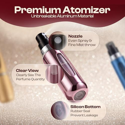 5ml Travel Perfume Bottle Refillable Atomizer Sprayer for Perfume,Leakproof Perfume Atomizer Travel, Portable Refillable Perfume Bottles, (Blue, Black, Pink, Silver) - color: Blue, Black, Pink, Silver