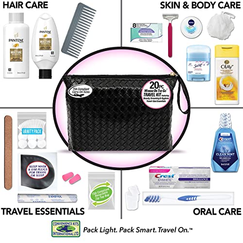 Convenience Kits International Women’s Premium 20-Piece Kit with Travel Size TSA Compliant Essentials in Stylish Cosmetic Bag - style: Patene Kit