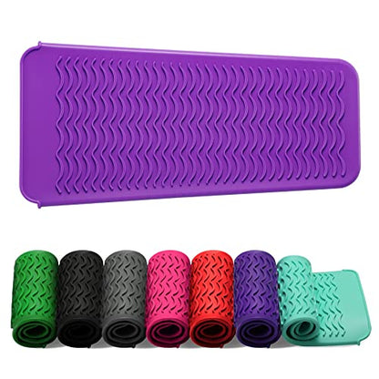 ZAXOP Resistant Silicone Mat Pouch for Flat Iron, Curling Iron,Hot Hair Tools (Purple) - color: Purple, size: 1 PACK