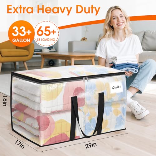 Fab totes Moving Bags Extra Heavy Duty Oversized Storage Bags with Reinforced Handle and Double Zippers,Moving Supplies Totes for Storage Packing Dorm Room Essentials Alternative to Moving Boxes - size: 125L