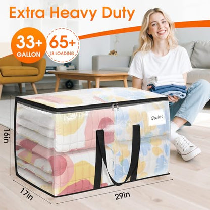 Fab totes Moving Bags Extra Heavy Duty Oversized Storage Bags with Reinforced Handle and Double Zippers,Moving Supplies Totes for Storage Packing Dorm Room Essentials Alternative to Moving Boxes - size: 125L