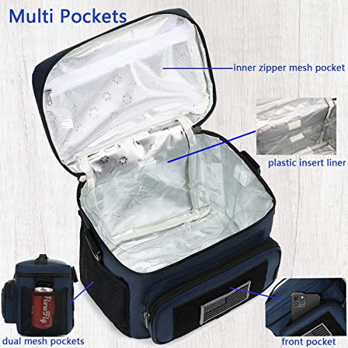 FlowFly Lunch Bag, Insulated Cooler, Thermal Lunch Box Tote with MOLLE/PALS Webbing, Adjustable Padded Shoulder Strap, for Tactical Men Women Adults and Boys Girls Kids (Cyan, Medium) - color: Cyan, size: Medium