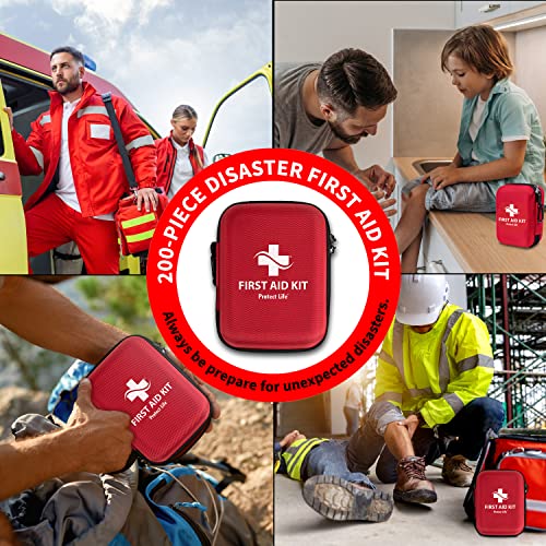 Protect Life Survival First Aid Kit for Home/Business, Camping Survival Kits | Mini Travel First Aid Kit | Camping Equipment | Small Kits for Car | Outdoor Emergency Survivals Pack - 200pcs - size: 200 Pieces Kit (Hard Case)