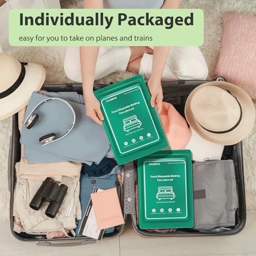 2 Pack Disposable Bed Sheet, Disposable Sheet for Travel Bedding Cover Portable Sheet with Quilt Cover, Bed Sheet and Pillowcase for Travel Business Trip Spa Hotel - color: 2 Pack