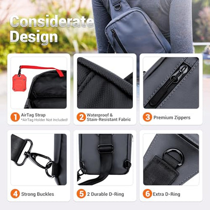 KIWIFOTOS Travel Phone Pouch for Crossbody Sling Bag for iPhone 17 16 15 14 Pro Max iPad mini 6 5 4 Nintendo Switch 2 Water Resistant Smartphone Zipper Chest Bag Adjustable Strap - color: Black Sling Bag