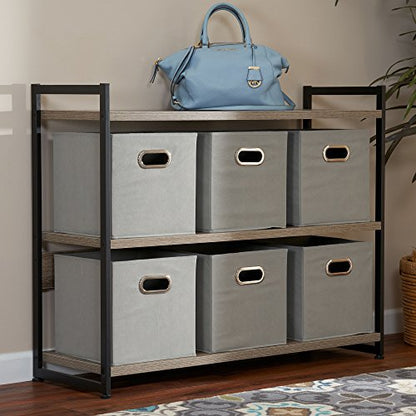 Household Essentials 84-1 Foldable Fabric Storage Bins Set of 6 Cubby Cubes with Handles Gray (Pack of 6) - color: Gray, size: 11” L x 11” W x 11” H (Pack of 6)