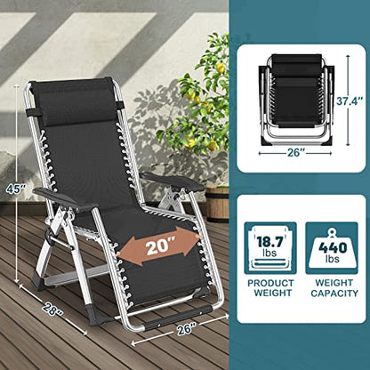 NAIZEA Padded Zero Gravity Chair, Folding Outdoor Lounge Chairs, Adjustable Reclining Camping Chairs with Cup Holder, Ergonomic Patio Lawn Chair for Balcony Beach Deck Yard - color: Black, style: Zero Gravity Chair