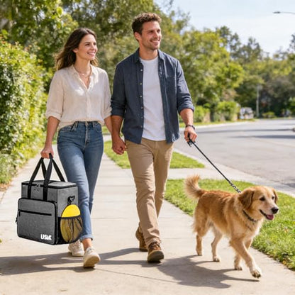 5 Set Dog Travel Bag for Supplies, Dog Lovers, Large Pet Travel Kit Includes 2 Food Containers&2 Collapsible Bowls、Placemats,Grey - color: Wavellite Gray