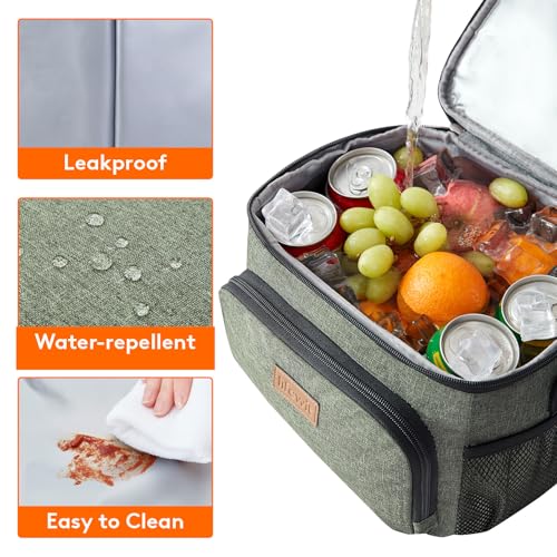 Lifewit Reusable Insulated Lunch Bag, Portable Cooler Freezable Soft Lunchbox Leakproof with Adjustable Shoulder Strap for Men Women Adult for Work Picnic or Travel, 9L 12 Can, Dark Green - color: Dark Green, size: Medium(9L)