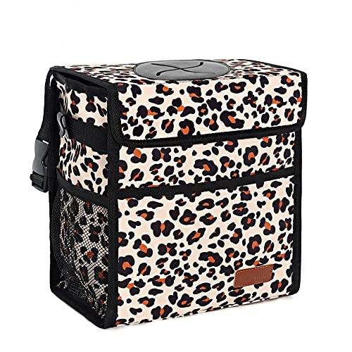 Femuar Leak Proof Car Trash Bag Large Capacity Waterproof Garbage Can with Lid for SUV Leopard Print - color: Leopard, size: 3 Gallons