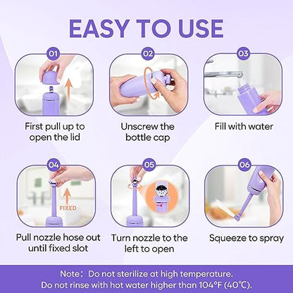 Easy@Home Portable Peri Bottle for Postpartum & Perineal Care: Handheld Bidet Perfect for Personal Hygiene Cleaning & Travel Friendly | 380ml Leakproof & Convenient Design | BPA-Free | EPB-01 Purple - color: Purple