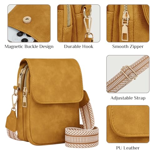 Fashion Small Crossbody Bags for Women Trendy Designer Cell Phone Purses Wallets with Card Holder Anti Theft Travel - color: Yellow