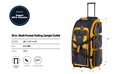 Travelers Club Xpedition 30 Inch Multi-Pocket Upright Rolling Duffel Bag - color: Arrowwood