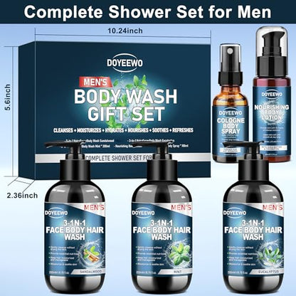 Fathers Day Gifts for Dad Husband, Mens Body Wash Bath Gift Set, Cleanses, Hydrates, Nourishes Skin,Christmas Gift Baskets Self Care Stocking Stuffers Birthday Valentines Gifts for Men Him Boyfriend - size: Body Wash Kit