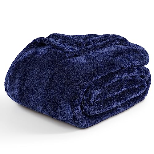 Berkshire Blanket Classic Extra-Fluffy™ Plush Throw Blanket, Soft Fuzzy Fluffy Long Hair Throw Blanket for Couch Sofa Bed, Atlantis Dark Blue, 50x60 Inches - color: Atlantis Blue, size: Throw/Throw XL