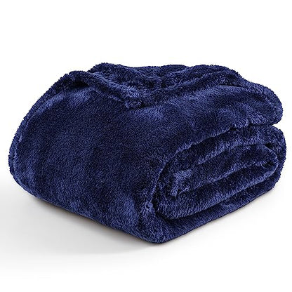 Berkshire Blanket Classic Extra-Fluffy™ Plush Throw Blanket, Soft Fuzzy Fluffy Long Hair Throw Blanket for Couch Sofa Bed, Atlantis Dark Blue, 50x60 Inches - color: Atlantis Blue, size: Throw/Throw XL